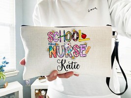 School Nurse Gift, School Nurse Makeup Bag, Personalized Nurse Gift, Sch... - £12.59 GBP