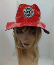 Unbranded Bright Red Fire Department Hat Made of PVC Dress Up Diameter Apx 7&quot; - £13.99 GBP