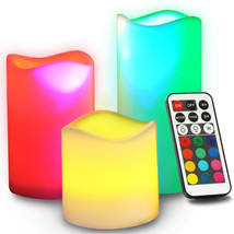 Novelty Place Flameless Candles with Remote Control - LED Pillars Candle - £14.72 GBP