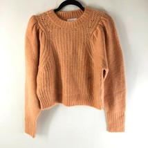 Topshop Womens Sweater Chunky Knit Crew Neck Puff Sleeve Orange Size 4-6 - $19.24