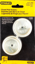 2 Closet Pole Sockets White Plastic for 1 3/8&quot; pOle rOd STANLEY 75-6040 ... - $18.33