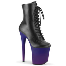 Pleaser FLAMINGO-1020BP 8&quot; Heel Purple Blue Ombre Platform Black Ankle Boots - £78.28 GBP