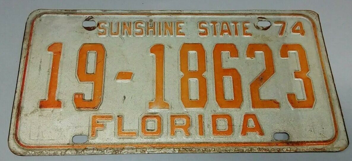 Primary image for 1974 ORIGINAL FLORIDA AUTO LICENSE PLATE 19-18623 SUNSHINE STATE VINTAGE VEHICLE