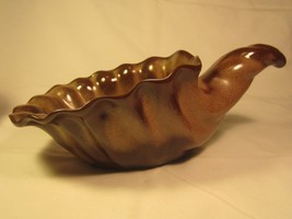 Vintage Frankoma Pottery Brown Satin Cornucopia Planter Bowl Sapulpa Clay [D1] - £12.85 GBP