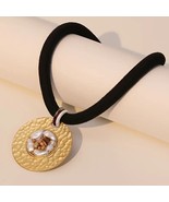 Boho Chic Synthetic Fiber Rope Necklace with Round Alloy Pendant, Imitat... - $21.68 CAD