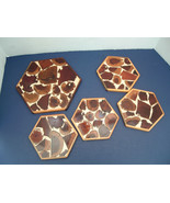 Vintage handmade South Africa indigenous bushveld woods 5 piece  trivet set - $41.87