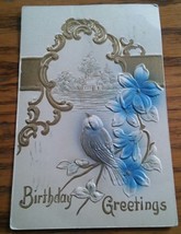 015 Vintage Birthday Greetings Postcard 1911 Maryland Building and Bird Blue - £4.69 GBP