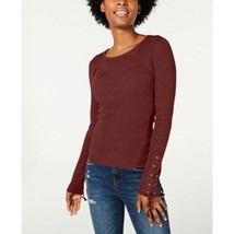 Hooked Up by IOT Juniors S Burgundy Lace Up Rib Knit Sweater Defect AW27 - £7.70 GBP