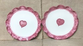 Italy Ceramiche Toscane Spongeware Heart Ruffle Trim 8 In Plates Set Val... - $27.72
