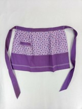 VTG MCM Purple Floral One Pocket Cooking Baking Half Apron - £8.21 GBP