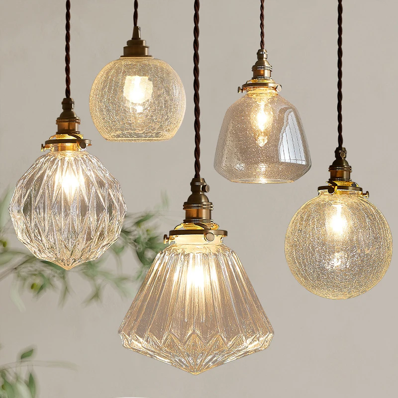 G room retro chandeliers creative minimal e27 transparent lampshade for restaurant lamp thumb200