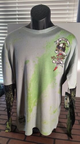 Ed Hardy par Christian Audigier-20xx Vie Et Glory Vintage Vert Pull ~ Neuf