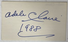 Adele Claire (d. 1993) Signed Autographed Vintage 3x5 Index Card - £15.97 GBP