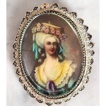 Vintage Italian 800 Silver Vermeil Filigree Portrait Brooch Sky - $115.83