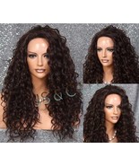 Human hair blend Full Lace Front wig Brown with light Auburn mixed Hand ... - $119.95