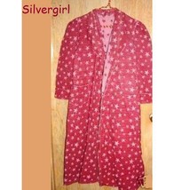 Burgundy Pink Flowers Vintage Flannelette Housecoat - $12.99