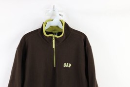 Vtg Gap Mens Large Spell Out Block Letter Half Zip Fleece Pullover Sweater Brown - £35.06 GBP