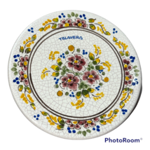 Vintage Oscar Talavera Ceramic Floral Decorative Plate Wall Hanging Plaque 5.5&quot; - £15.80 GBP