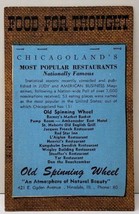 Hinsdale Illinois Food For Thought OLD SPINNING WHEEL 2 digit phone Postcard E17 - £5.86 GBP