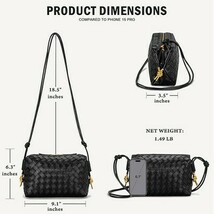 Women’s Woven Crossbody Bag Small Vegan Leather Shoulder Purse Black - $31.68
