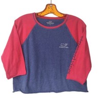 Vineyard Vines Cropped Raglan Shirt Size L Spellout Sleeves Large Graphic Back - £14.00 GBP