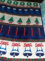 San Marcos Christmas Holiday Blanket Throw Heavy Fleece Reversible 88x60 - $75.00