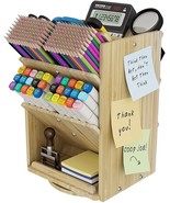Bamboo Desk Organizer, Rotating Colored Docking Stations for Cosmetics &amp;... - £35.39 GBP