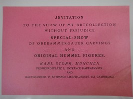 C 1950 Original Hummel Karl Storr Munchen Art Collection Invitation Germany - £98.88 GBP