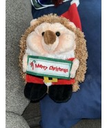 Enesco Christmas Hedgehog Porcupine Plush Stuffed Animal 2010 w/ Santa H... - £5.47 GBP