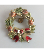 Vintage Wreath With Pine Cones &amp; Bow Christmas Lapel Hat Pin - €7,08 EUR