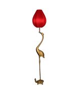 Crane Floor Lamp with Silk Lantern Shade, Zen Buddhist Inspired Brass Bi... - $27,708.51 MXN