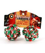 Bow Wow Pet Holiday Toy For Dogs 2 Pack Knotted Rope Ball Toss Fetch Play - €16,46 EUR