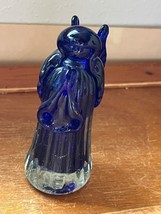 Small Cobalt Blue &amp; Clear Glass Praying ANGEL Figurine – 4.5 inches high... - £7.56 GBP