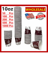 10oz Disposable Paper Cups Coffee Bean Design for Cold/Hot Drinking 50-1... - £10.05 GBP+