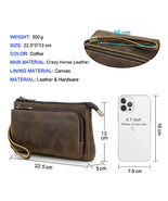Genuine Leather Men Clutch Bag Long Wallet Travel Handbag Storage Organizer - $79.56 CAD