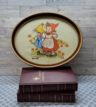 Hummel Crewel Telling Her Secret Dutch Folk Girls Framed 1976 Paragon Vintage  - £14.00 GBP