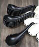 Contemporary Black Melamine Asian Soup Spoons With Ladle Hook Pack Of 12... - €21,44 EUR