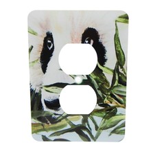 3d Rose Close Up of Panda Bear Face with Bamboo Leaves Electric Outlet Cover - £7.82 GBP