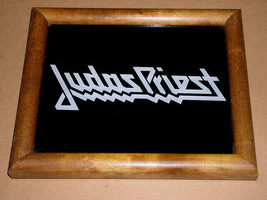 Judas Priest Vintage Logo On Glass Pane Framed In Wood - £129.47 GBP