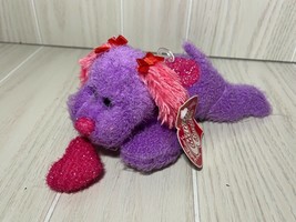 Cuddly Cousins Greenbrier Tb Toy Trading Co 8&quot; purple pink heart plush puppy dog - £12.52 GBP