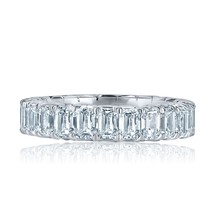 Corte Esmeralda Laboratorio Crecido Diamante Full Eternity Band 14k Oro Blanco - £2,224.95 GBP+