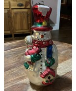 Vintage 1996 12&quot; Mercury Blown Glass Christmas Snowman Tree Topper Box I... - $44.42 CAD