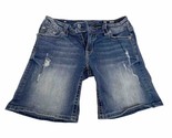 Miss Me Women Easy Bermuda Jean Shorts Size 30 Blue Embellished Mid Rise - $31.67