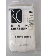  Vintage RON CHERESKIN Men&#39;s Size 34 Classic 100% Cotton White Brief 3 P... - $34.60