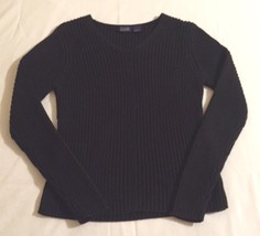 Hillard &amp; Hanson women&#39;s black ribbed sweater size L long sleeve V neck - £3.16 GBP