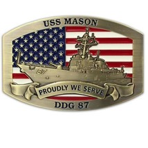 NAVY USS MASON DDG-87 3&quot; BELT BUCKLE - £39.33 GBP