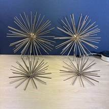 Set Of 4 MCM Style Urchin, Atomic Starburst Gold Metal Wall Decoration 8... - £30.69 GBP