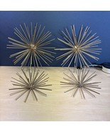 Set Of 4 MCM Style Urchin, Atomic Starburst Gold Metal Wall Decoration 8... - £30.69 GBP