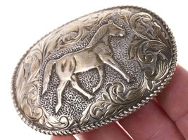 Vintage Sam Carlos Sterling Silver Crumrine Belt buckle with horse - $222.75