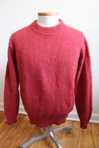 Vtg LL Bean L Red Wool Blend Crew Neck Pullover Sweater USA Made - £25.73 GBP